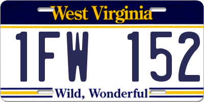WV license plate 1FW152