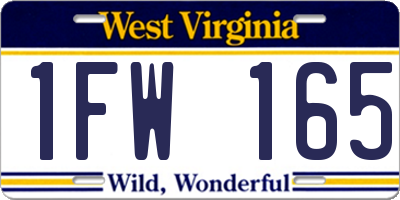 WV license plate 1FW165