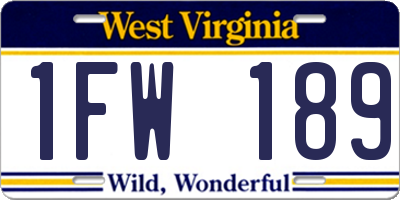 WV license plate 1FW189