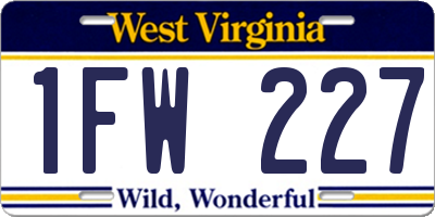 WV license plate 1FW227