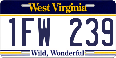 WV license plate 1FW239
