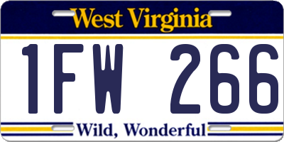 WV license plate 1FW266