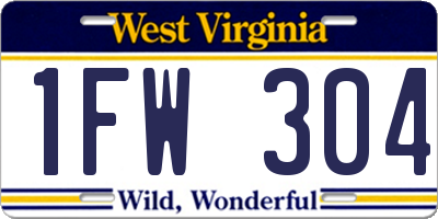 WV license plate 1FW304