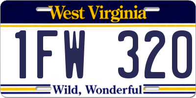 WV license plate 1FW320