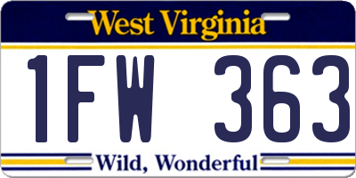 WV license plate 1FW363