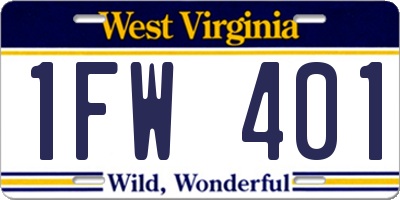 WV license plate 1FW401