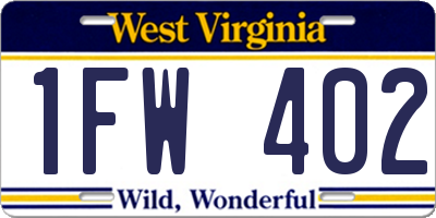 WV license plate 1FW402