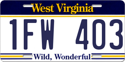 WV license plate 1FW403