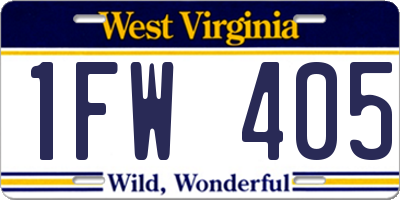 WV license plate 1FW405