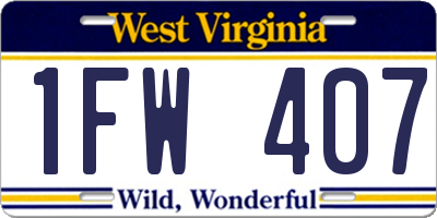 WV license plate 1FW407