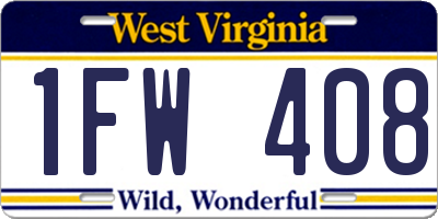 WV license plate 1FW408
