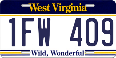 WV license plate 1FW409