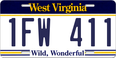 WV license plate 1FW411