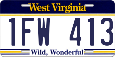 WV license plate 1FW413