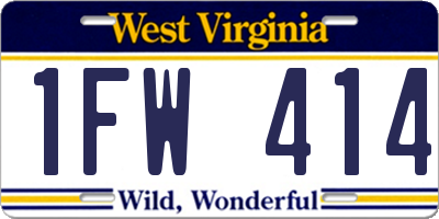 WV license plate 1FW414
