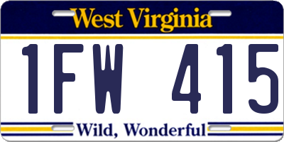 WV license plate 1FW415