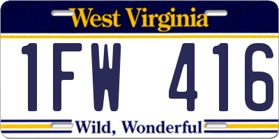 WV license plate 1FW416