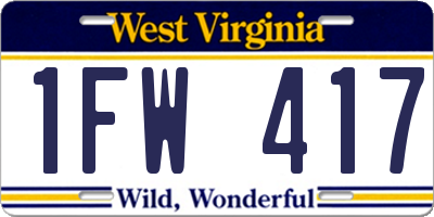 WV license plate 1FW417