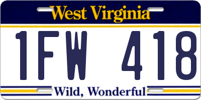 WV license plate 1FW418