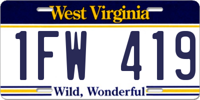WV license plate 1FW419