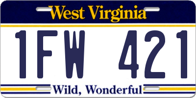 WV license plate 1FW421