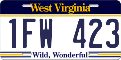 WV license plate 1FW423