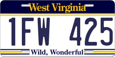 WV license plate 1FW425