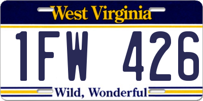 WV license plate 1FW426
