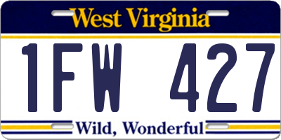 WV license plate 1FW427