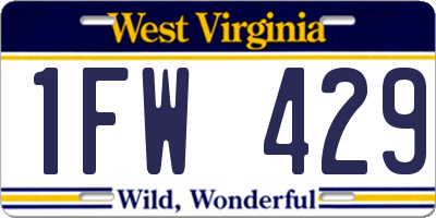 WV license plate 1FW429