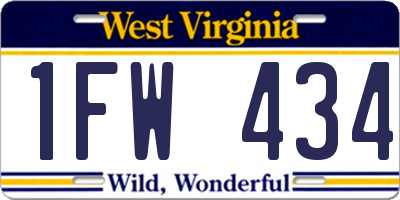 WV license plate 1FW434