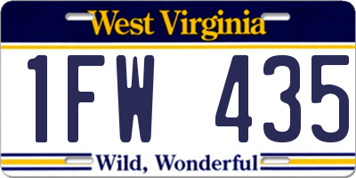 WV license plate 1FW435