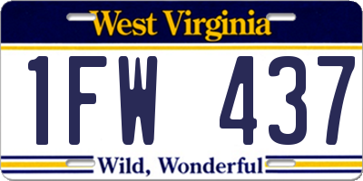 WV license plate 1FW437