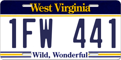 WV license plate 1FW441