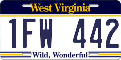 WV license plate 1FW442