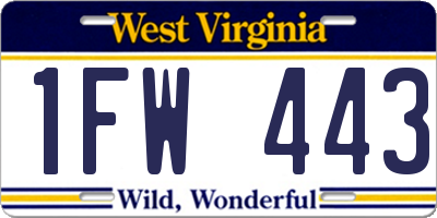 WV license plate 1FW443