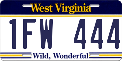 WV license plate 1FW444