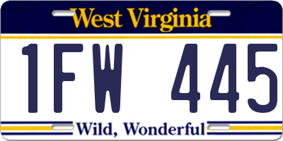 WV license plate 1FW445