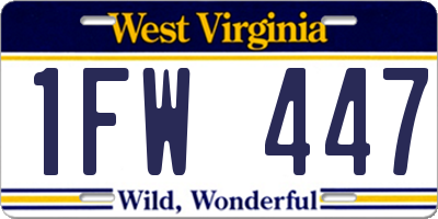 WV license plate 1FW447