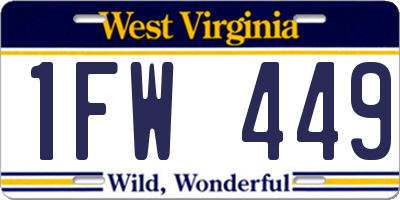 WV license plate 1FW449