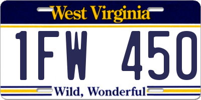 WV license plate 1FW450