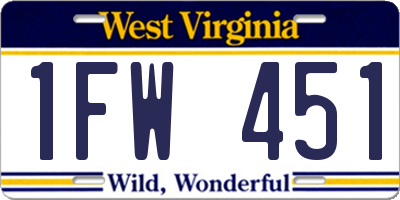 WV license plate 1FW451