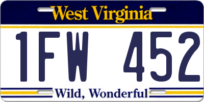 WV license plate 1FW452