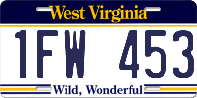WV license plate 1FW453