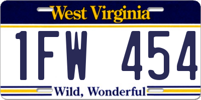 WV license plate 1FW454