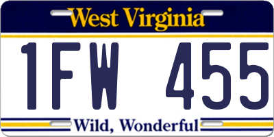WV license plate 1FW455