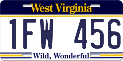 WV license plate 1FW456