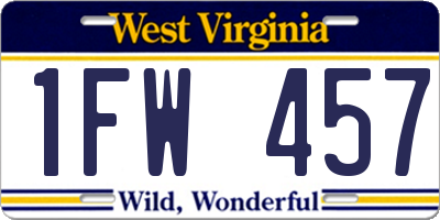 WV license plate 1FW457