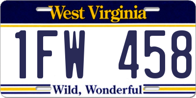 WV license plate 1FW458