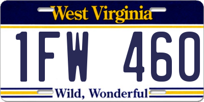 WV license plate 1FW460
